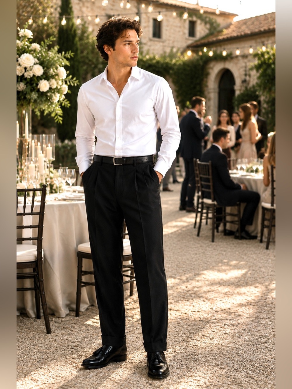 Perry Ellis Portfolio Men’s Black Pleated Cuffed Dress Pants 38x34 Classic Fit
